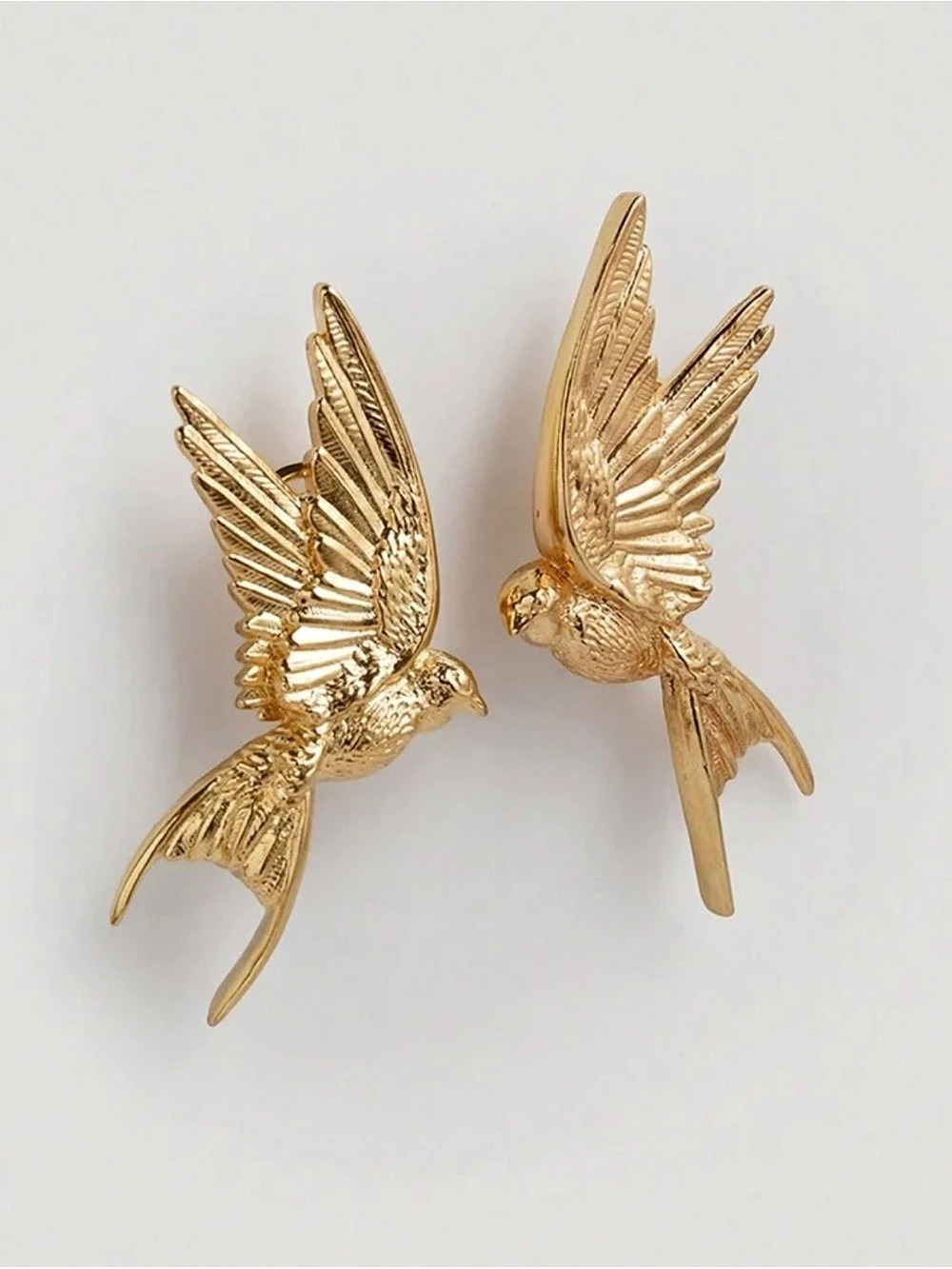 Gold Bird Statement Earrings Like New
